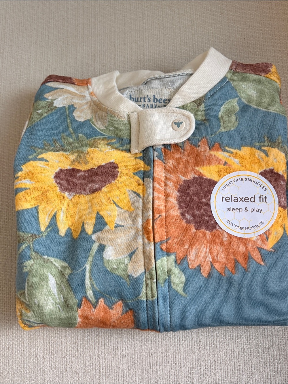 Burt's Bees Sunflower Print Sleep & Play - Blue, Yellow, Orange